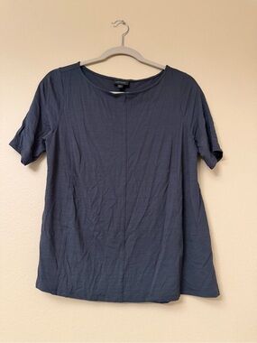 J. Jill Navy Short-Sleeve Crewneck Tee